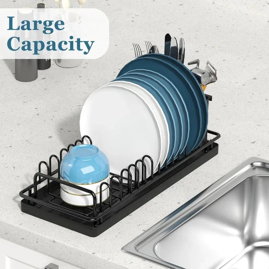 Compact Dish Rack Sink Drying Rack with Silicone Mat Stainless Steel Dish Drainer for Kitchen Sink Cabinet Kitchen Sink Rack Di