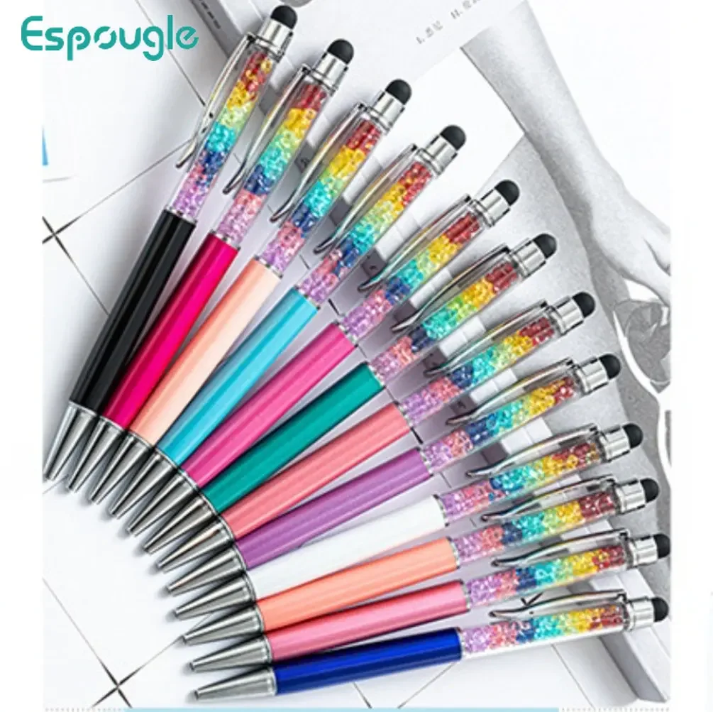 

2000 шт. Канцелярские Шариковые ручки, шариковые ручки со стразами, стилус, ручка для сенсорного экрана, масляная черная заправка, 1,0 мм