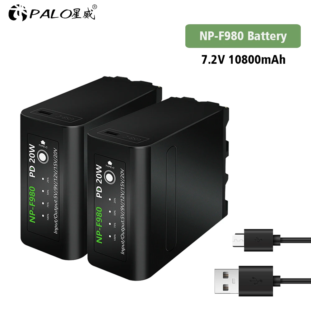 Nueva batería de 10000mAh NP-F980 NP-F970 NP F960 F970 F960 para Sony F960 F550 F570 QM91D NP Nueva batería de 10000mAh NP-F980 NP-F970 NP F960 F970 F960 para Sony F960 F550 F570 QM91D NP