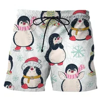 3D Printed Penguin Men's Short Pants Fashion Hawaii Beach Shorts Cool Casual Summer Quick Dry Animal Pattern Sports Swim Trunks 2