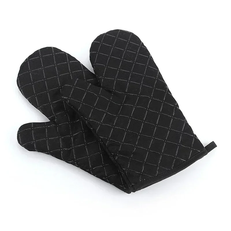Kitchen Oven Mitts With Non-Slip Silicone Printed Cotton Glove 1 Pair of Heat Resistant Cooking Baking Grilling Tools 2 pcs