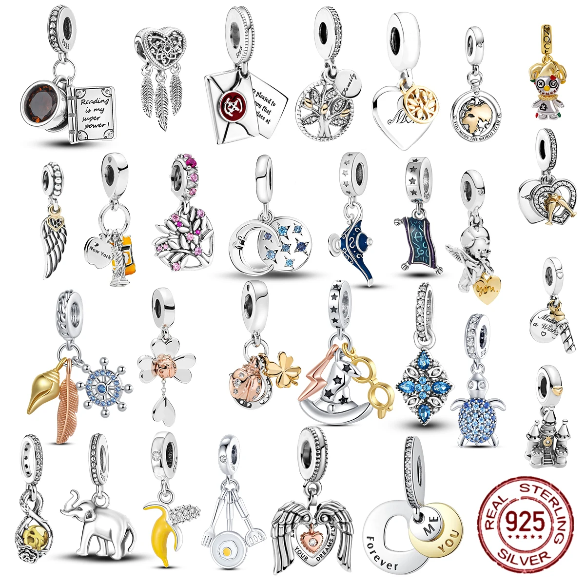 Friendship Charms Pandora Bracelets 925 Sterling Silver Book Charms
