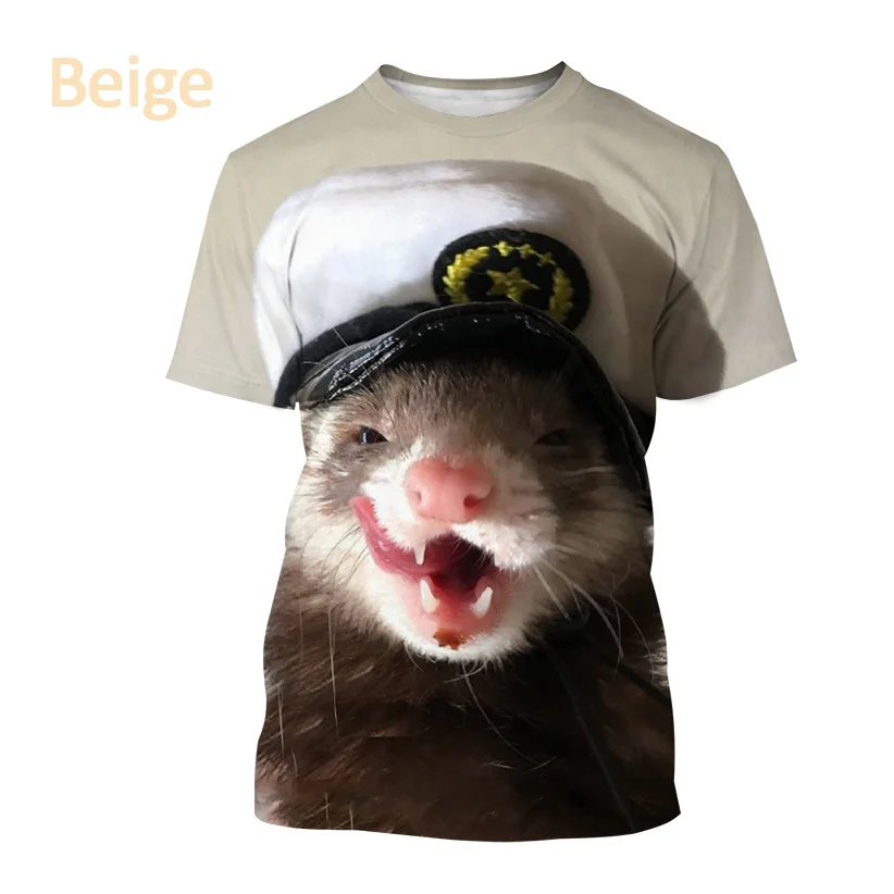 2022 Personality Tshirt Cute Animal Ferret 3 D Printing Ladies Tshirt