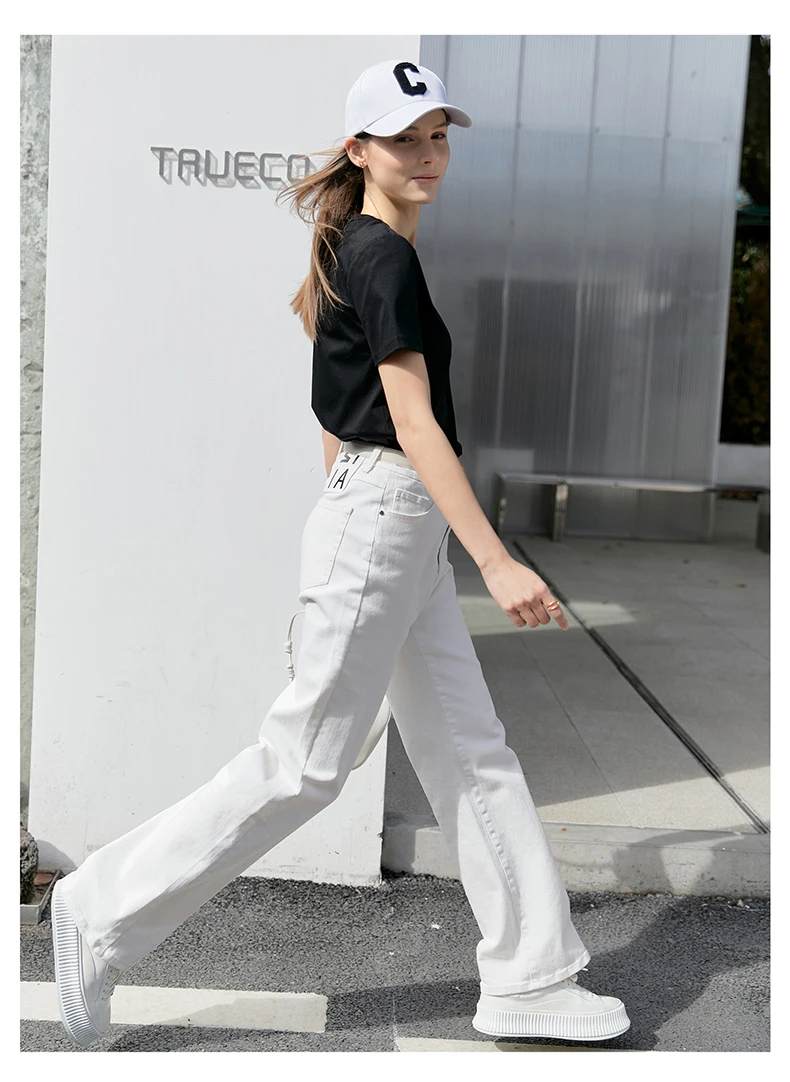 Минималистичные весенние женские джинсы Amii, модные широкие брюки с ...