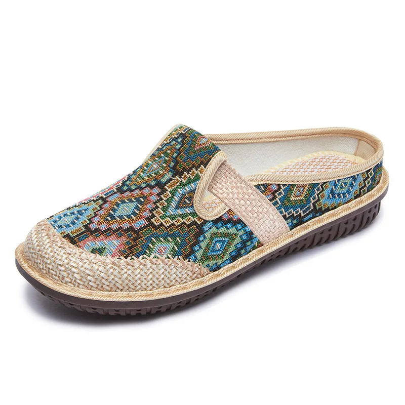 New Women's Slippers Linen Soft Sole Cloth Shoes Holiday Beach Elegant Women's Shoes Handwoven Casual Shoes