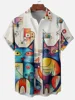Cute Cat 2025 Hawaiian For Men Women Shirt Print Abstract Pattern Short Sleeve Loose Oversized Men's Summer Beach Casual Top 6