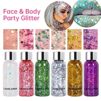 Festival Body Glitter Gel Face Eye Glitter Eyeshadow Holographic Cosmetic Laser Powder Chunky Nails Hair Glitter Bar Makeup 2