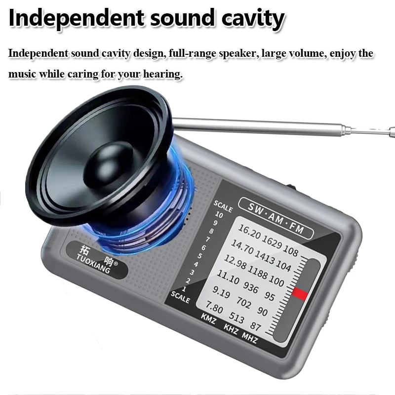Mini Portable FM AM SW Radio High Sensitivity DSP Chip Radios Receiver Built-in Loud Volume Speaker Support 3.5mm Headphones Pla