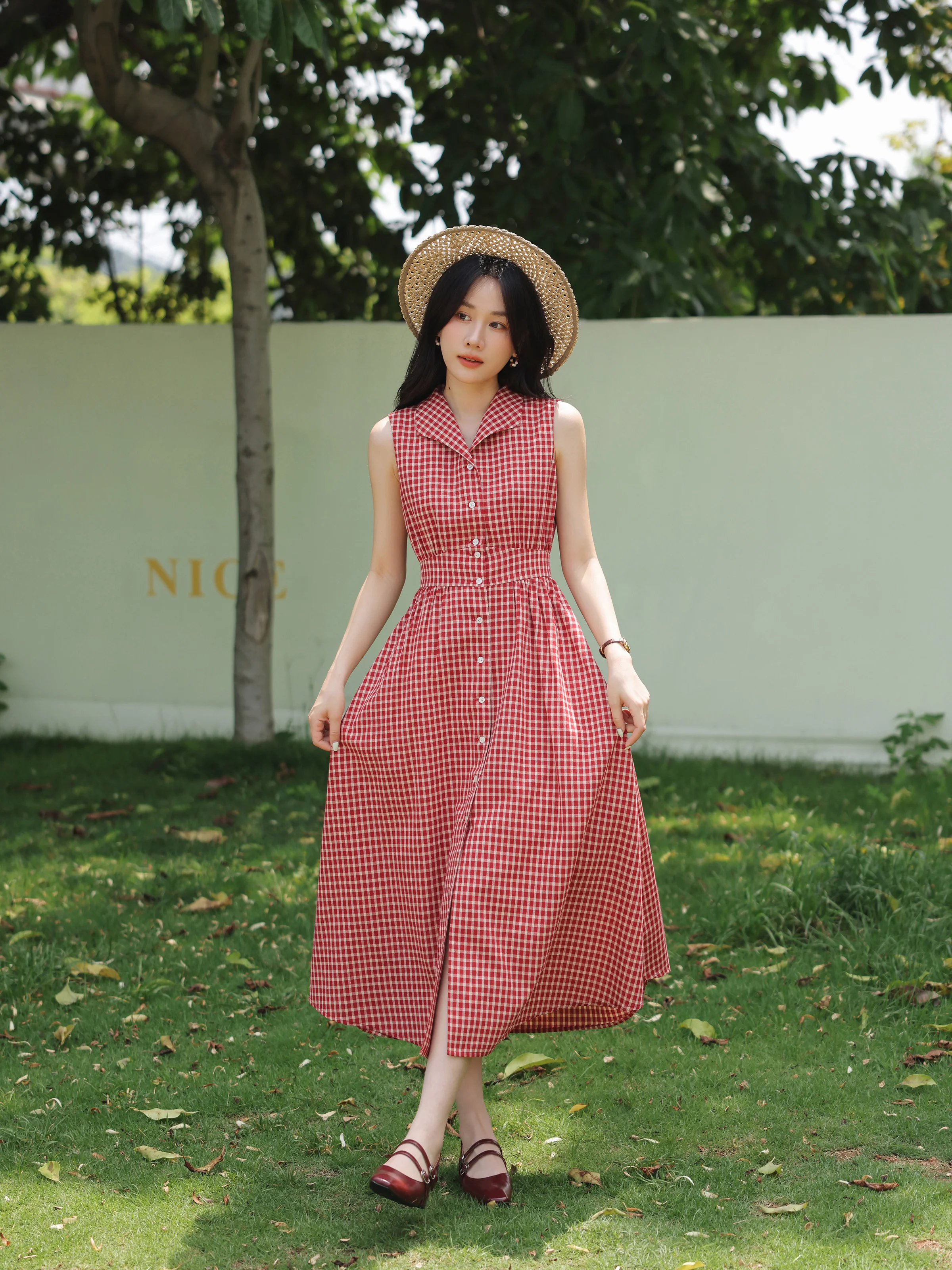 slim fit dress slacks Red Gingham Dress Full Circle Skirt XS-3XL – Hemet Store