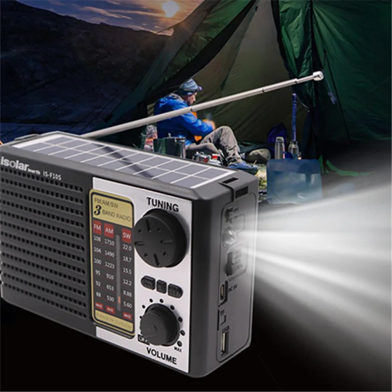 Wireless Bluetooth Speaker LED Flashlight FM AM SW Radio Solar Charging Emergency Radio Full Band High Sensitivity