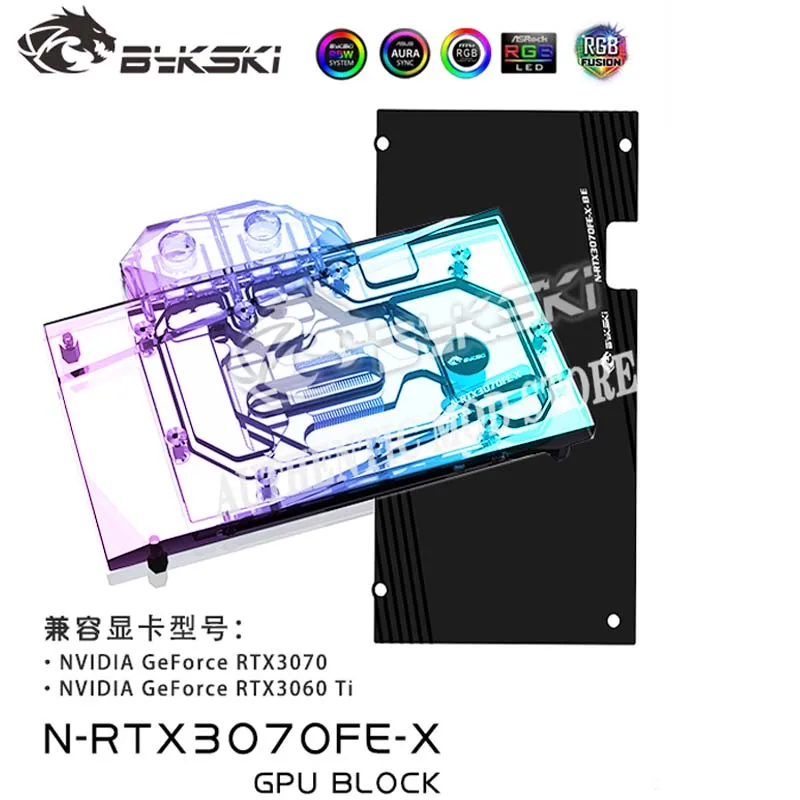 Bykski N-Rtx3070Fe-X,3070 Gpu Blocco Acqua Per Nvidia (Ers Rtx 3070 3060Ti Scheda Video, Gpu Cooler Vga Radiatore A-Rgb Sync