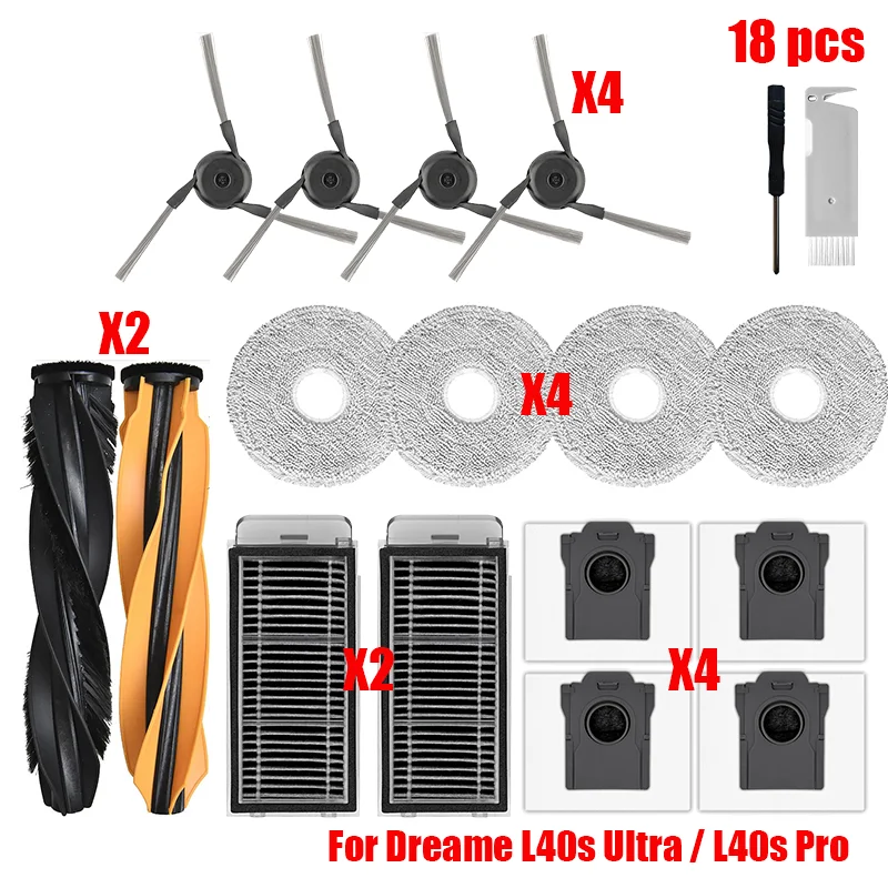 Premium Vacuum Cleaner Replacement Accessory Kit - Main Side Brush, Filter, Mop Cloths, Dust Bag