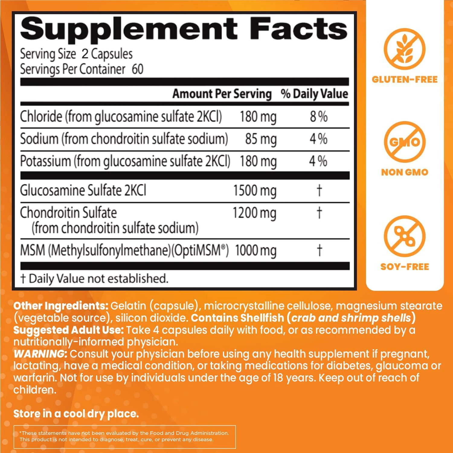 Glucosamine Chondroitin Supplement Glucosamine Chondroitin MSM and OptiMSM Promotes Skin Nail and Joint Health