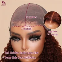 Beautyforever Bye Bye Knots 3.0 perruques de cheveux humains sans colle prêtes à porter Jerry bouclés couleur brun rougeâtre avant de lacet perruque de cheveux humains 2