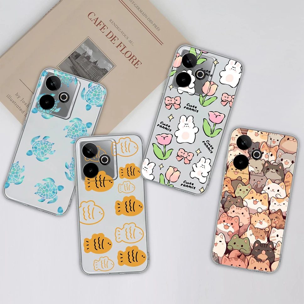 Lovely Cartoon Animals Soft Clear TPU Silicone Protective Phone Case Cover