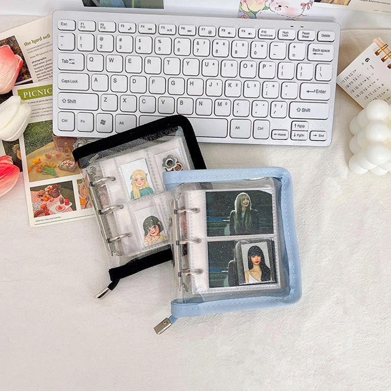 Loose-leaf Collect Book Photo Album Binder Case Binder 3-hole Metal Binder PVC Girl Photocard Mini Zipper Photocard Holder