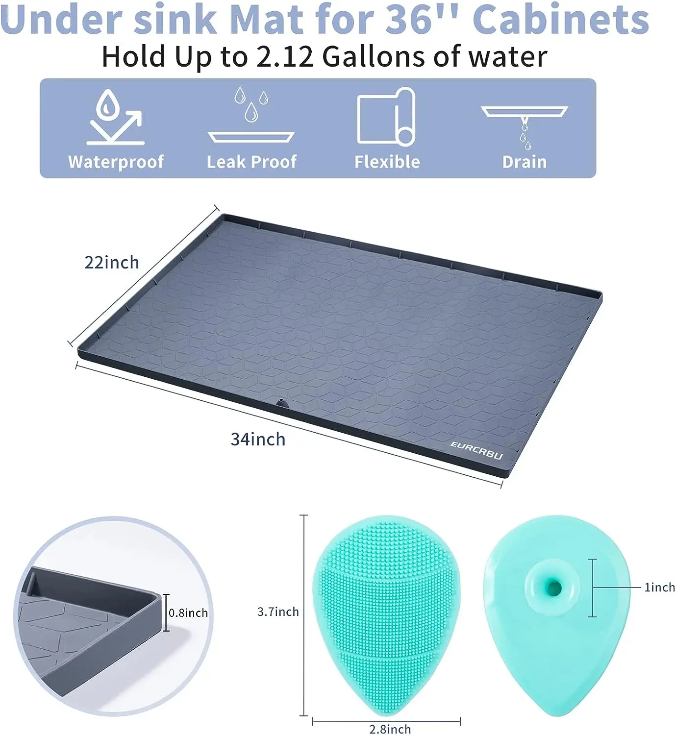 34 X 22 Silicone Under Sink Liner with Drain Hole, Hold Up to 2.12  Gallons Liquid, Under Sink Tray for Kitchen - AliExpress
