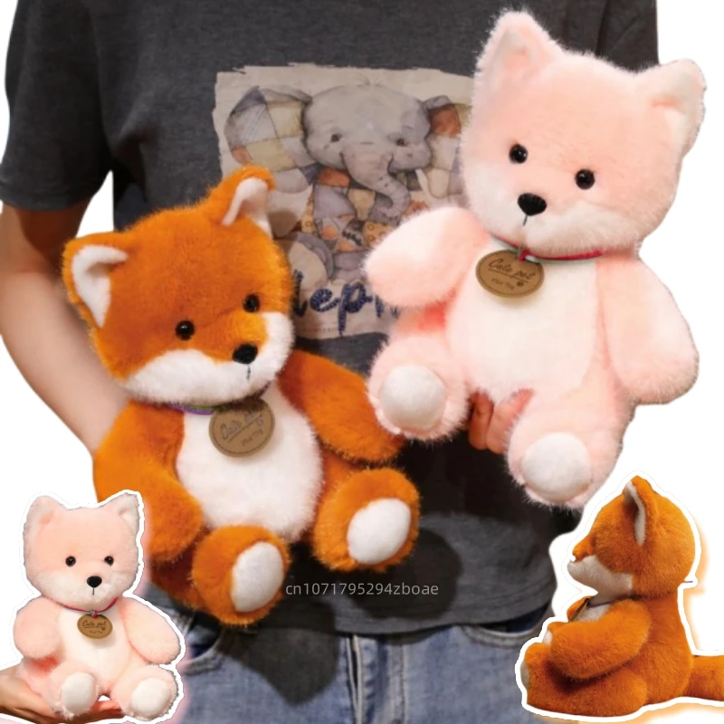 Cartoon Medal Fox Plush Toys High Quality Fluffy Handmade Fox Doll Lovely Warm Kids Companion Desktop Pets Kawaii Home Decor