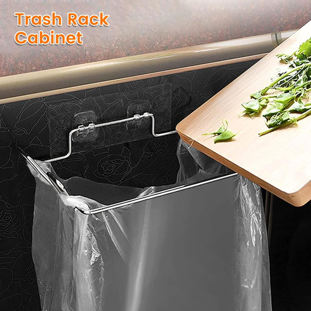 Stainless Hanging Trash Bag Rack Portable Cabinet Trash Rack Kitchen ...