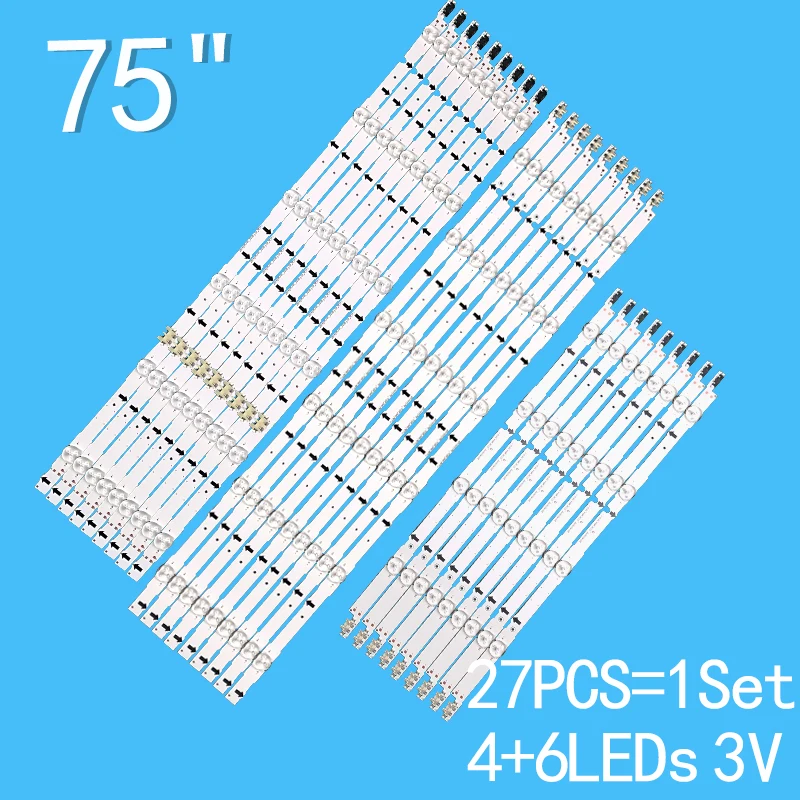 27PCS 3V 6+4+6 Lamp A+B+C=1630mm For Samsung UA75H6400  UE75H6470 UE75H6475 UN75H6300 UN75J630D UN75H6350 UN75J6300 BN9