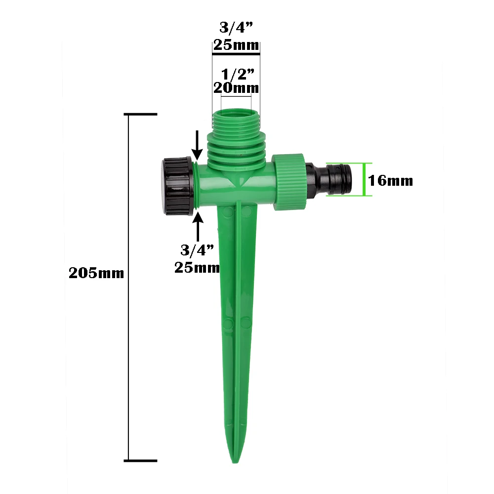 Garden Sprinkler 1/2" 3/4" Male Thread Automatic Rotating Sprinkler Scattering Nozzle 360 Degree for Garden Lawn Vegetable Planting