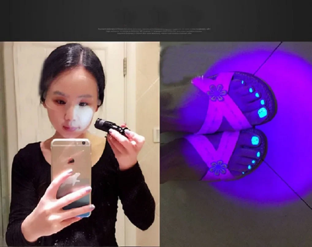 UV Violet Flashlight 365nm Zoomable Aluminum Torch Light