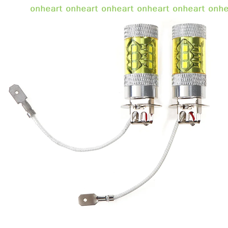 [C]2개 LED 안개등 12-24V H3 80W 16 SMD LED 자동차 안개등 노란색 고출력