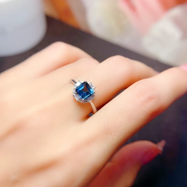 Signature Princess-cut London Blue Topaz and Diamond Ring – John Atencio