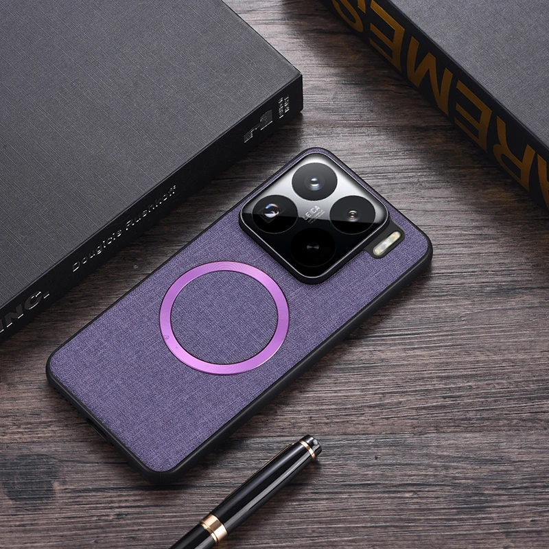 Magnetic TPU + PC Anti-Slip Ultra Thin Woven Textile Pattern Phone Case