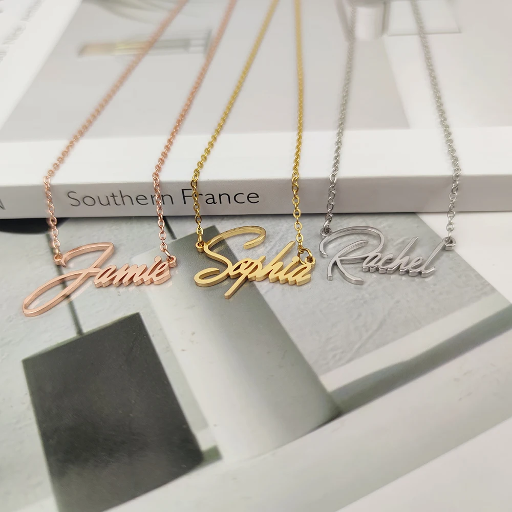 Women Fashion Stainless Steel Necklace Custom Name Necklace Personalized Letter Pendant Hip Hop Jewelry Gift Collares Para Mujer