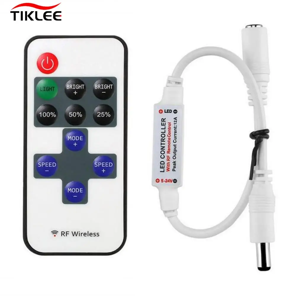 Mini RF Wireless Led Remote Controller Led Dimmer Controller For Single Color Light Strip SMD5050/3528/5730/5630/3014