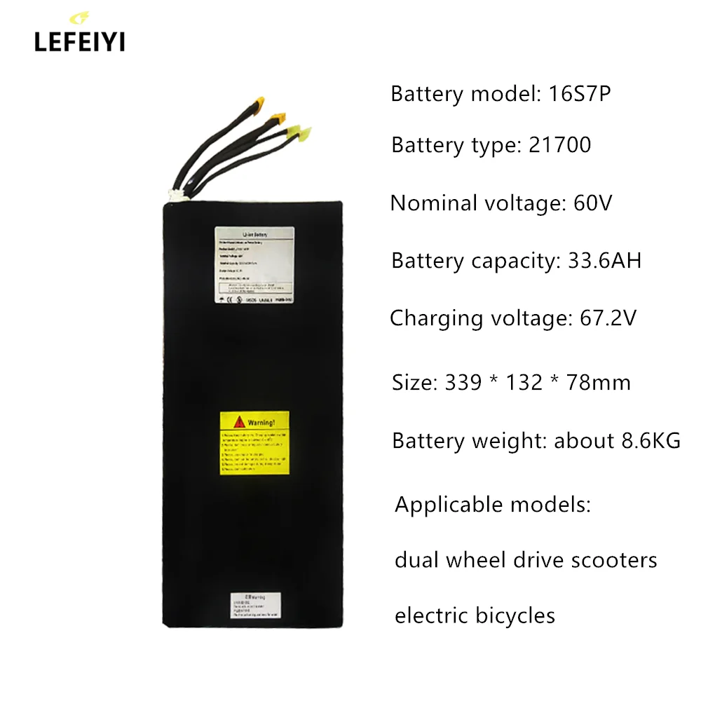 

Original 60V 33.6Ah 21700 Lithium Battery Pack,For Electric Bike Double-Drive Scooter
