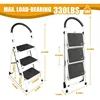 3 Step Ladder, 400lbs Ergonomic Folding Stool with Anti-Slip Pedal, Step Stool with Padded Handle for Kitchen 2