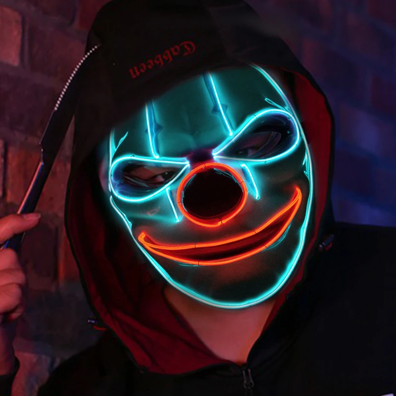 

Luminescent Clown Masks For Halloween Carnival Dance Party Masque Haunted House Mask Neon Glow Cosplay Clown Funny Face Mask