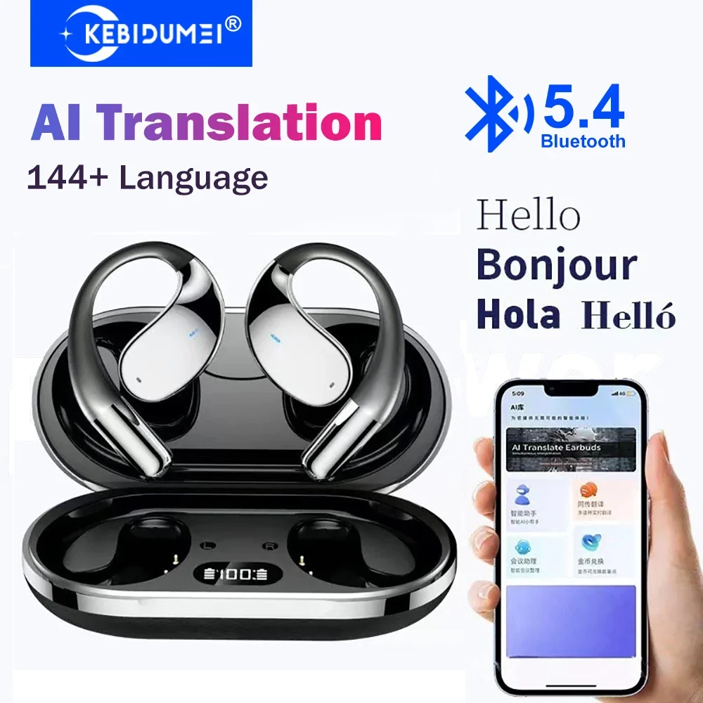 Enhanced Bluetooth 5.4 HiFi Noise-Canceling Sports Earphones with Ear-Hanging Design