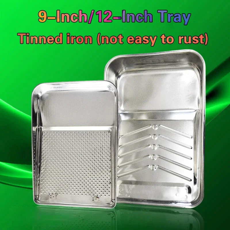 Tray Factory 9 "12" Metal Tray Tinplate Paint Roller Brush Paint Box Latex