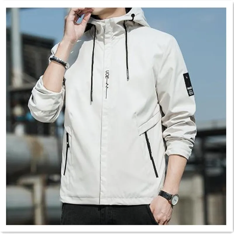 Hooded Korean Fashion Casual Men's Jacket Minimalist Couple Top Outwear Student Slim Fit Baseball Coat M-4XL