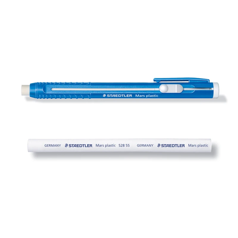 1pc Staedtler Mars 플라스틱 528 25 자동 펜 지우개 교체 가능한 코어 슬라이딩 푸시 쓰기 그림 사무실 및 학교 용품