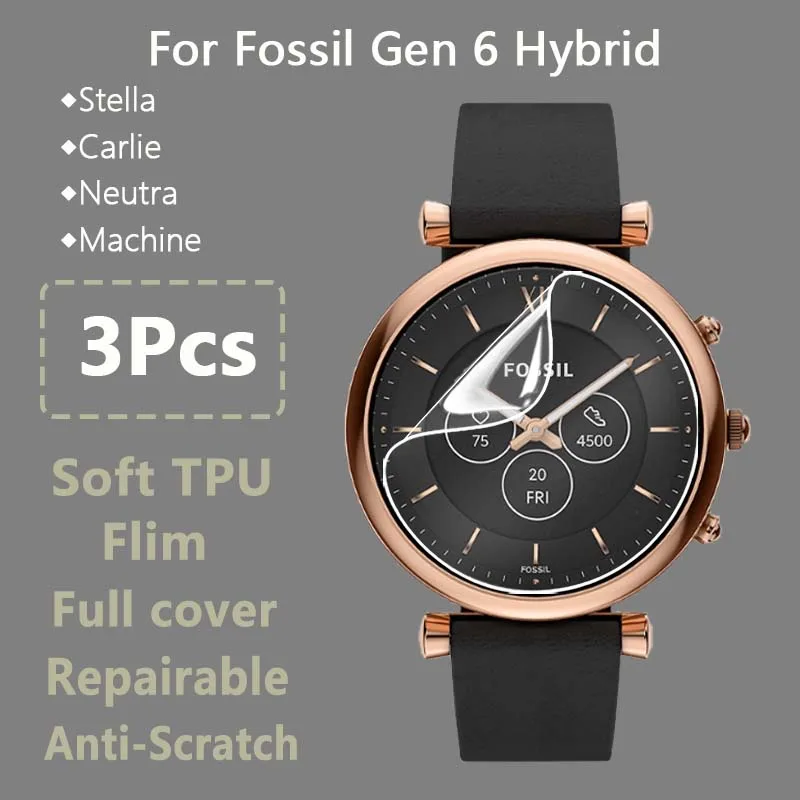 3 Pezzi Per Fossil Neutra Stella Machine Gen 6 Hybrid Smartwatch Ultra Clear Slim Soft Hydrogel Film Screen Protector-Non Glass