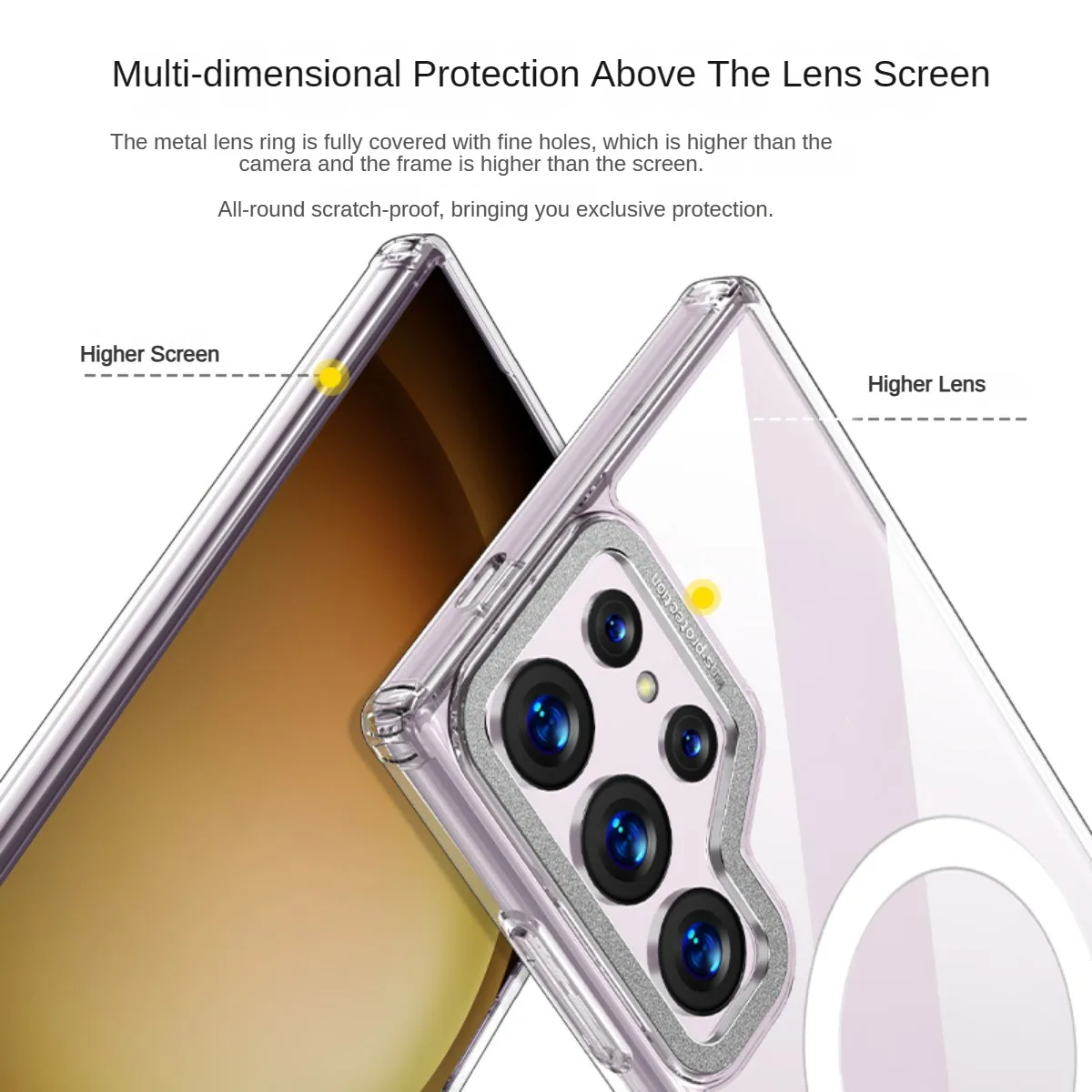 For Magsafe Samsung Galaxy S24 S23 Ultra Plus Case Skin Friendly Transparent Metal Lens Magnetic Wireless Charging Hard Cover