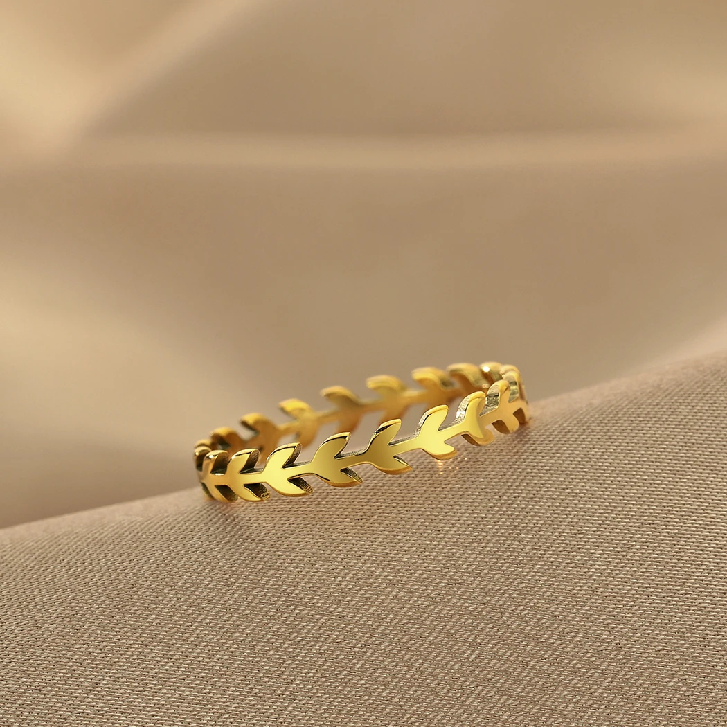 Anillo Geométrico de Flor y Hoja Vintage (Acero Inoxidable Dorado) Sa51488b4b7ce4045ac79295c2b718821E