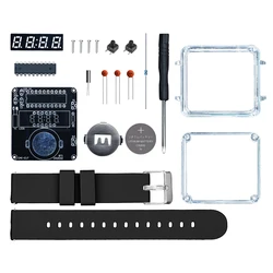DIY Electronic Watch Kit with LED Display and Transparent Case - Creative Soldering Project (Black)