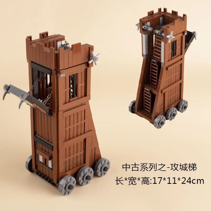 Medieval Series Build Moc Castle Tower War Chariot Crossbow Carriage Soldier Figure Accessories Small Building Block Kids Toys