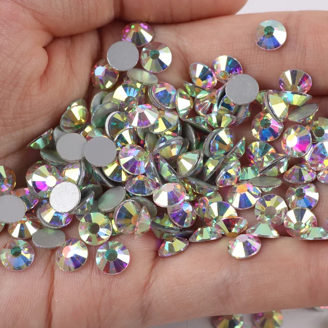 SS3-SS30 Non Hotfix Rhinestones Glitter Crystal AB Flat Back Strass Rhinestone Glue On Stones For Nail Art Mugs Cups Decoration