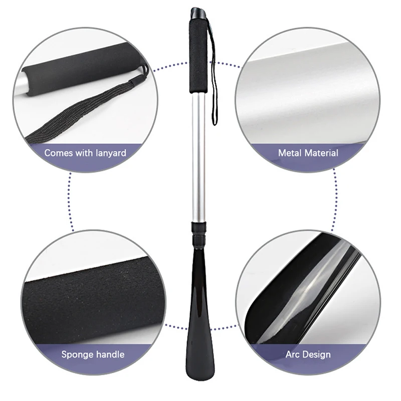 

Clothing Aids Extendable Telescope Long Handle Metal Stainless Steel Shoe Horn Collapsible us Putting On And Taking Off