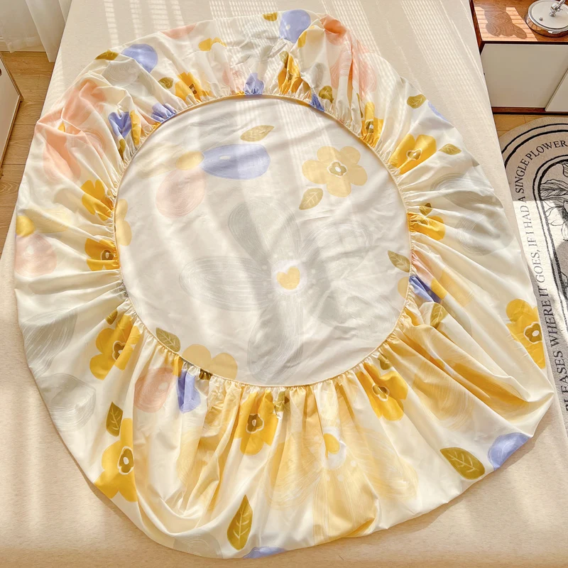 1pc Queen Bed sheets with Elastic Band Adjusted Bed Cover Queen/King sabanas cama matrimonial Flower Printed Sheet No Pillowcase 6