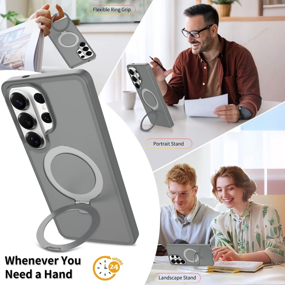 Luxury Matte Magnetic Phone Case with Magsafe and Metal Stand