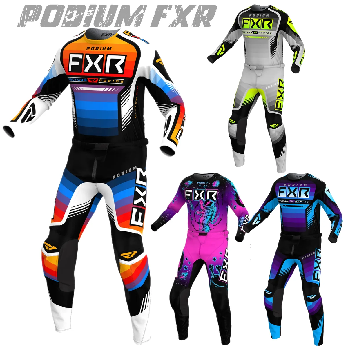 Adult Podium FXR Motocross Gear Set Purple MX Gear Set Off Road Kit Motorcycle Jersey Motocross Combo Dirt Bike Suit