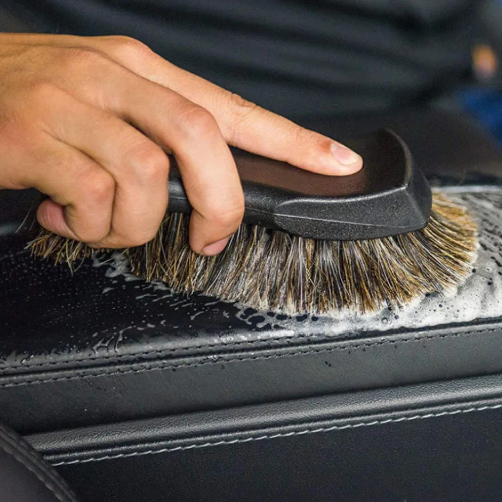 SoftHorsehairLeatherCleaningBrushGenuineHorsehairDetailingBrushCarInteriorDetailing