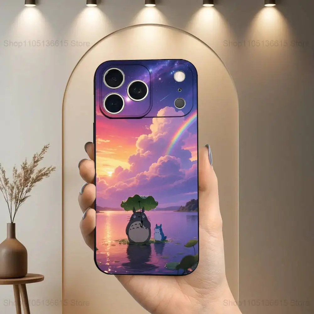 Charming Totoro Anime Soft Silicone Black Phone Case